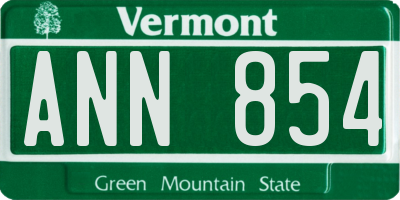 VT license plate ANN854