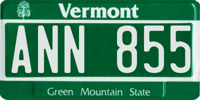 VT license plate ANN855