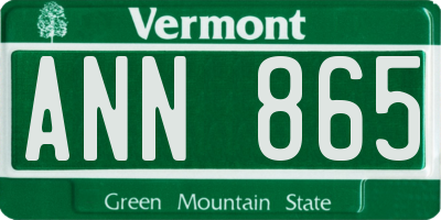 VT license plate ANN865