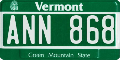 VT license plate ANN868