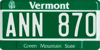 VT license plate ANN870