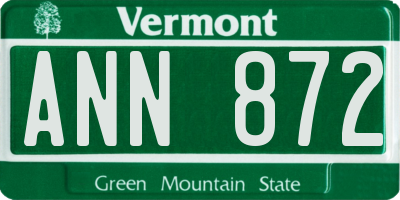 VT license plate ANN872