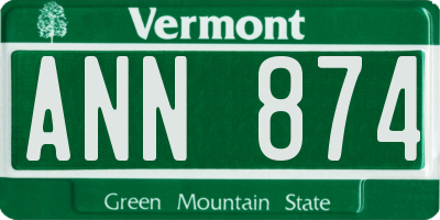VT license plate ANN874