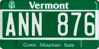 VT license plate ANN876