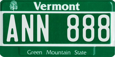 VT license plate ANN888