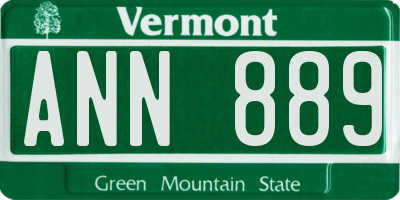 VT license plate ANN889