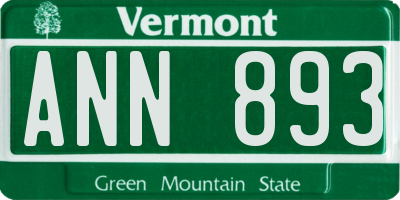 VT license plate ANN893