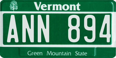 VT license plate ANN894