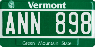 VT license plate ANN898