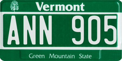 VT license plate ANN905