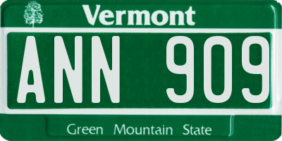 VT license plate ANN909