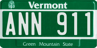 VT license plate ANN911