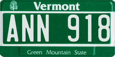 VT license plate ANN918
