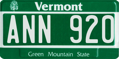VT license plate ANN920