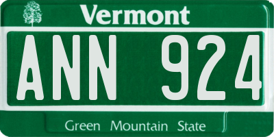 VT license plate ANN924