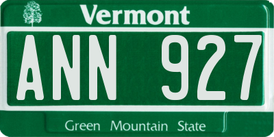 VT license plate ANN927