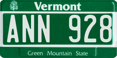 VT license plate ANN928