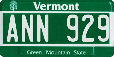 VT license plate ANN929