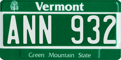 VT license plate ANN932