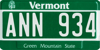 VT license plate ANN934