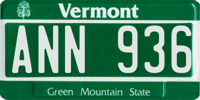 VT license plate ANN936