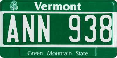 VT license plate ANN938