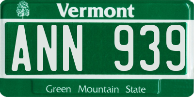 VT license plate ANN939