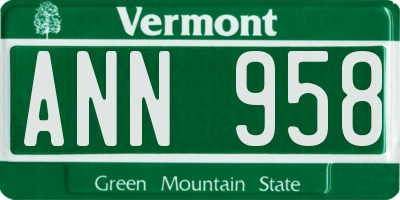 VT license plate ANN958
