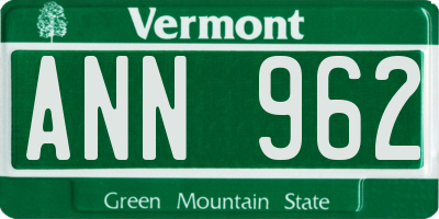 VT license plate ANN962