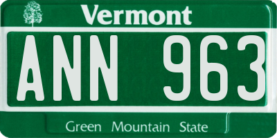 VT license plate ANN963