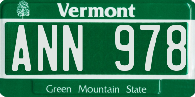 VT license plate ANN978