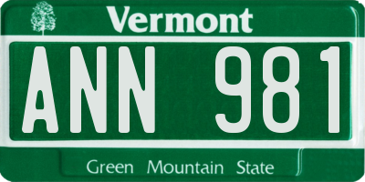 VT license plate ANN981