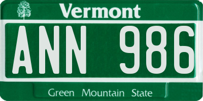 VT license plate ANN986