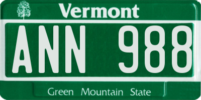VT license plate ANN988