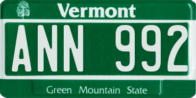 VT license plate ANN992