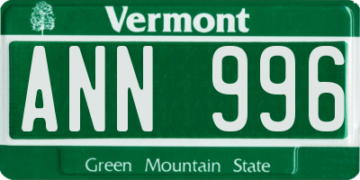 VT license plate ANN996