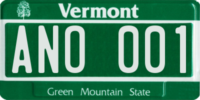 VT license plate ANO001