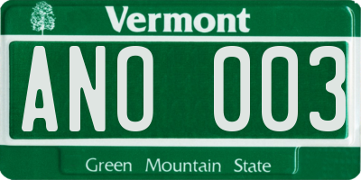 VT license plate ANO003
