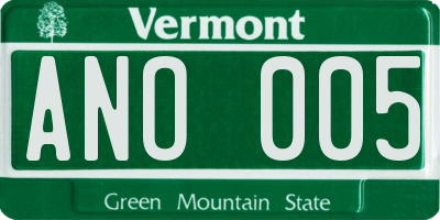 VT license plate ANO005