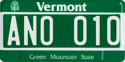 VT license plate ANO010