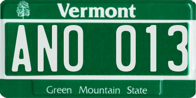 VT license plate ANO013