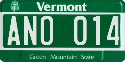 VT license plate ANO014