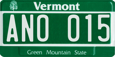 VT license plate ANO015