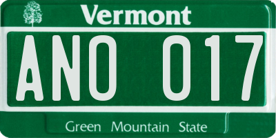 VT license plate ANO017