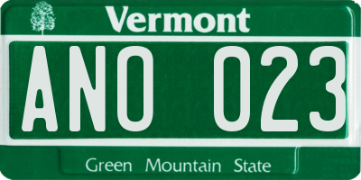 VT license plate ANO023