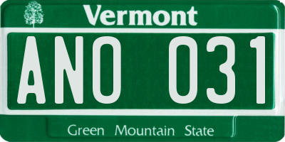 VT license plate ANO031