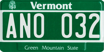 VT license plate ANO032