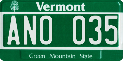 VT license plate ANO035