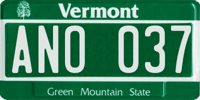 VT license plate ANO037