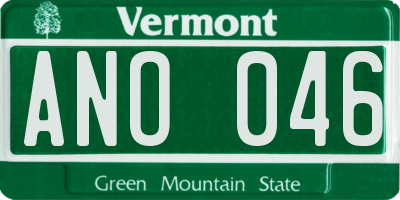 VT license plate ANO046